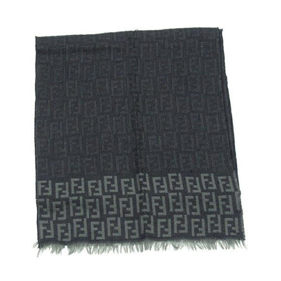 FENDI Muffler Zukka Gray Gray Authentic - Picture 1 of 10